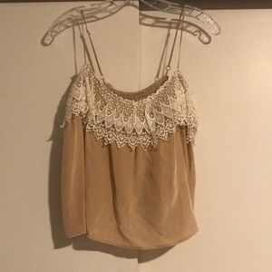 Odylyne Anthropologie nude crop top with lace